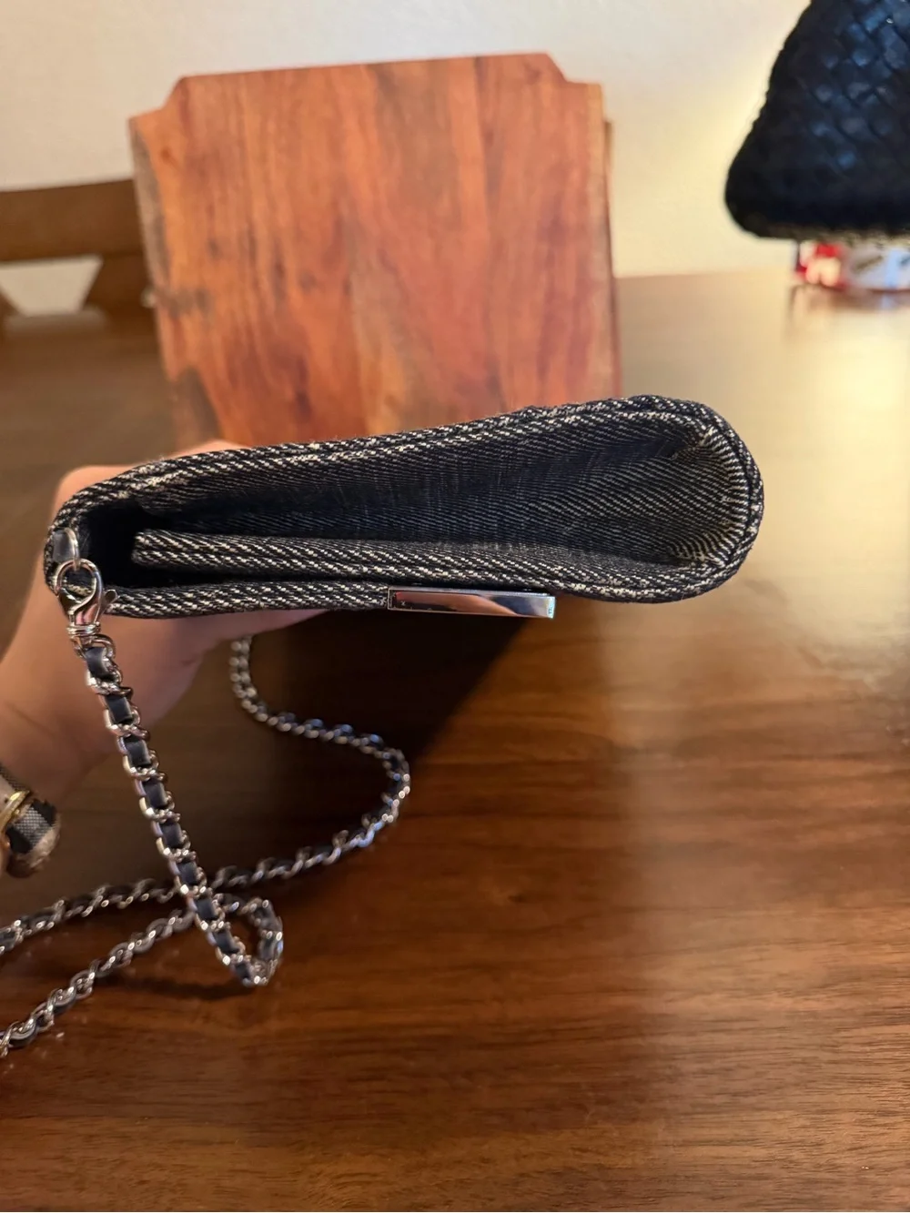 🖤 CHANEL Denim East West Chocolate Bar Handbag